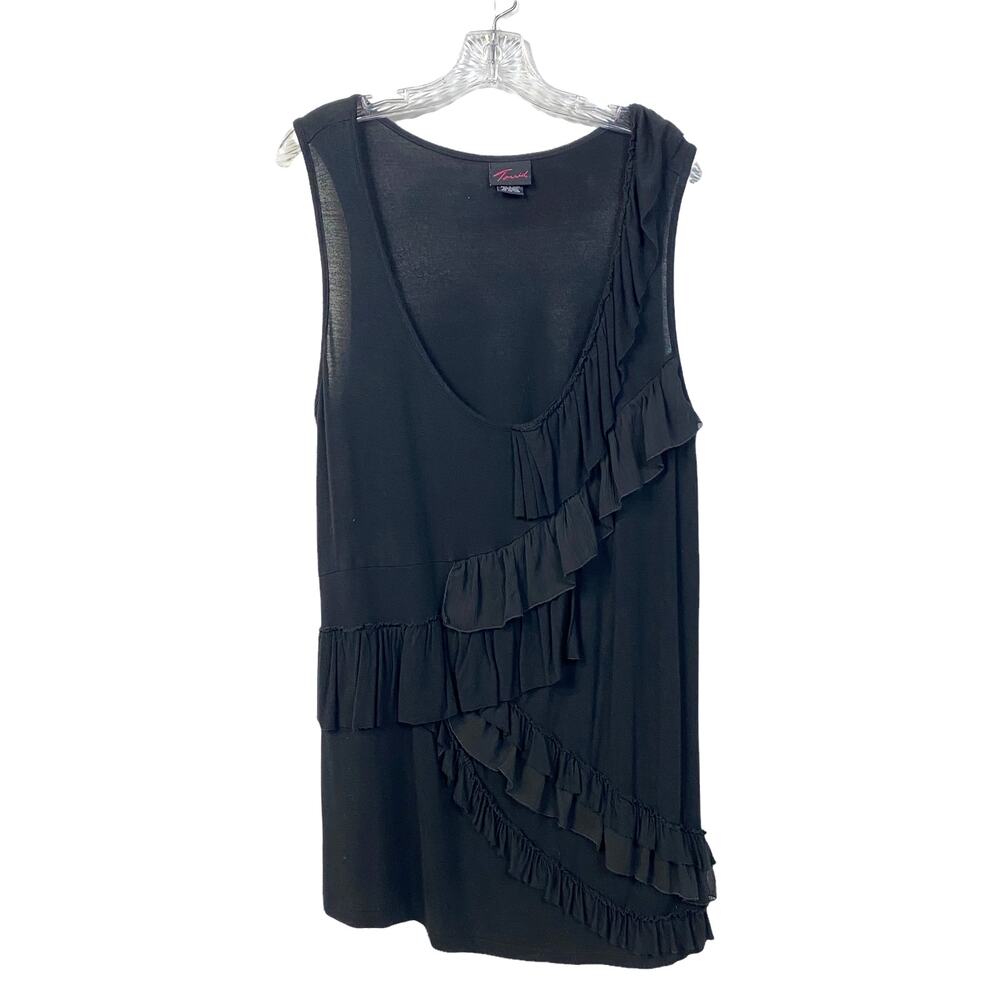 Torrid Ruffle V-Neck Tank Top Whimsigoth Fairy Goth Black 3